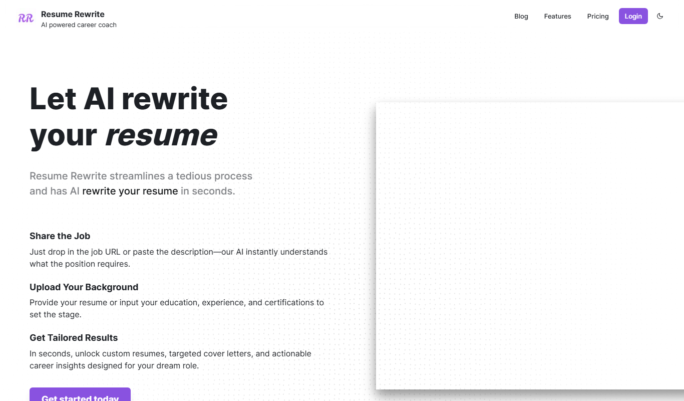 Resume Rewrite app screenshot