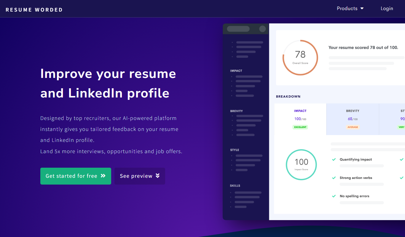 Resume Worded app screenshot