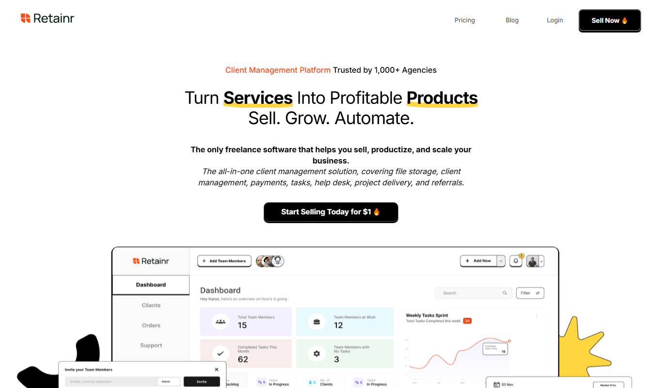 Screenshot of Retainr.io customer retention dashboard