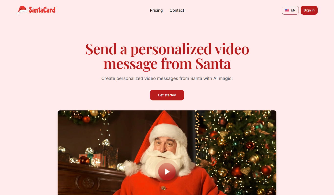 Screenshot of the SantaCard interface