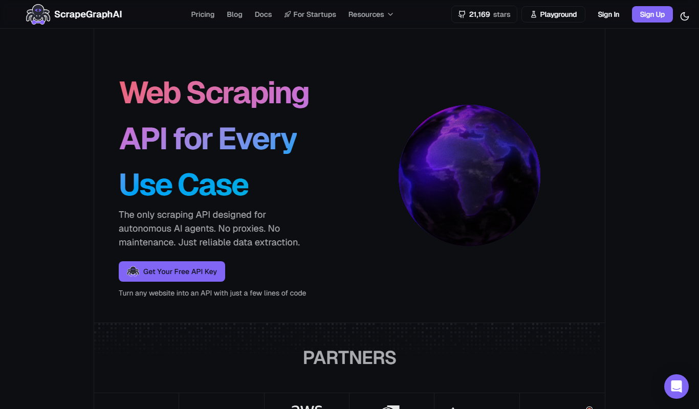 Screenshot of ScrapeGraphAI interface showing data extraction workflow