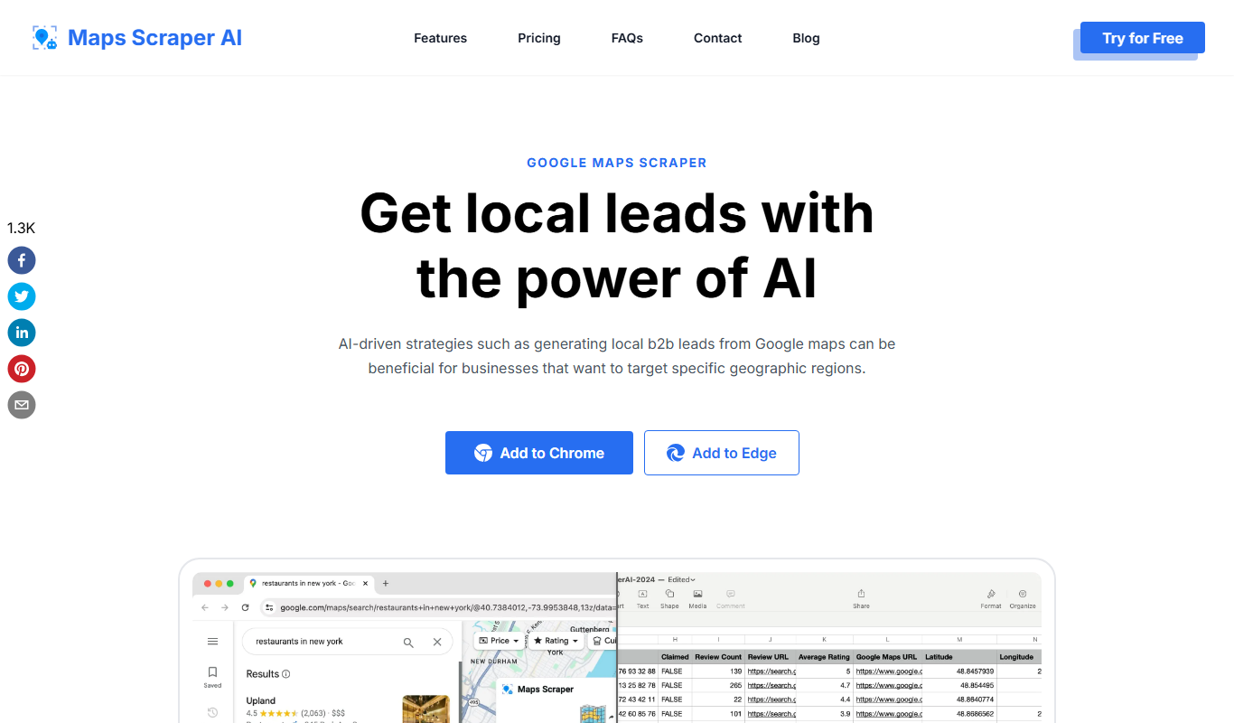 Screenshot of the Scraper AI:Get Local Leads with AI interface