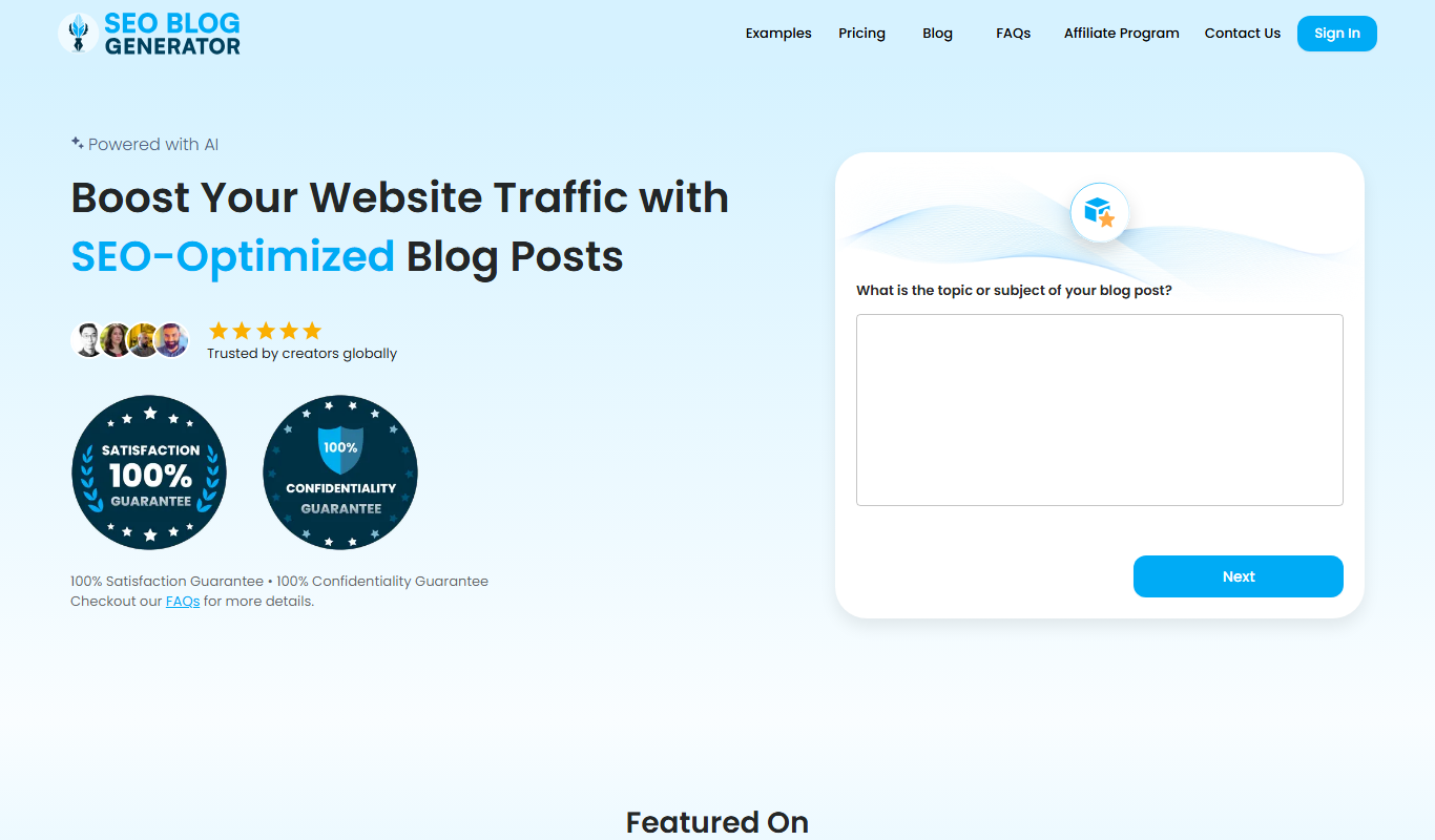 SEO Blog Generator app screenshot
