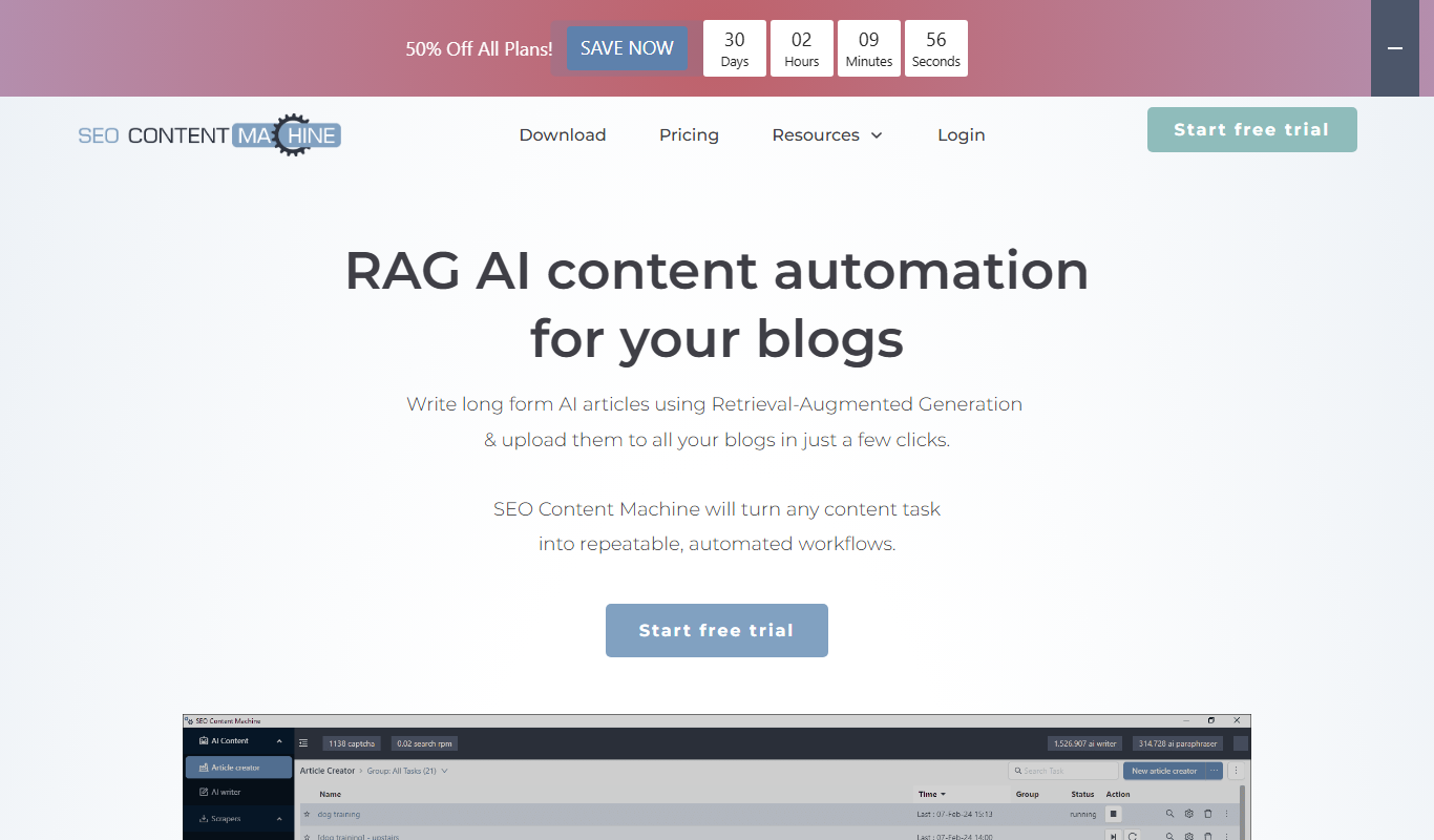 SEO Content Machine AI app screenshot