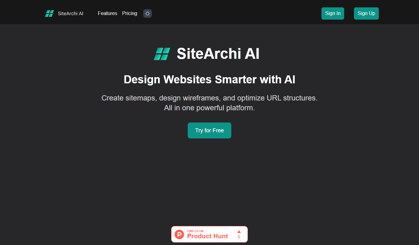 Screenshot of the SiteArchi AI interface