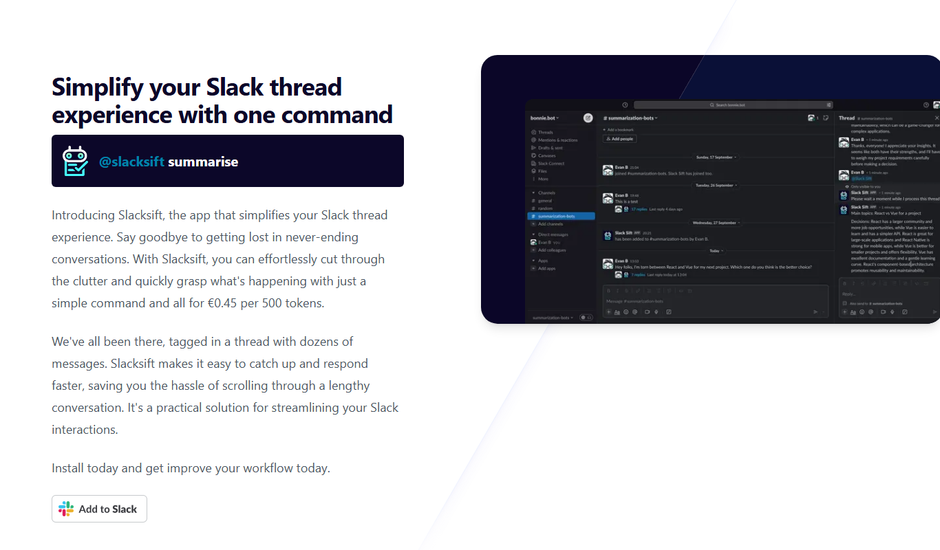 Slacksift app screenshot