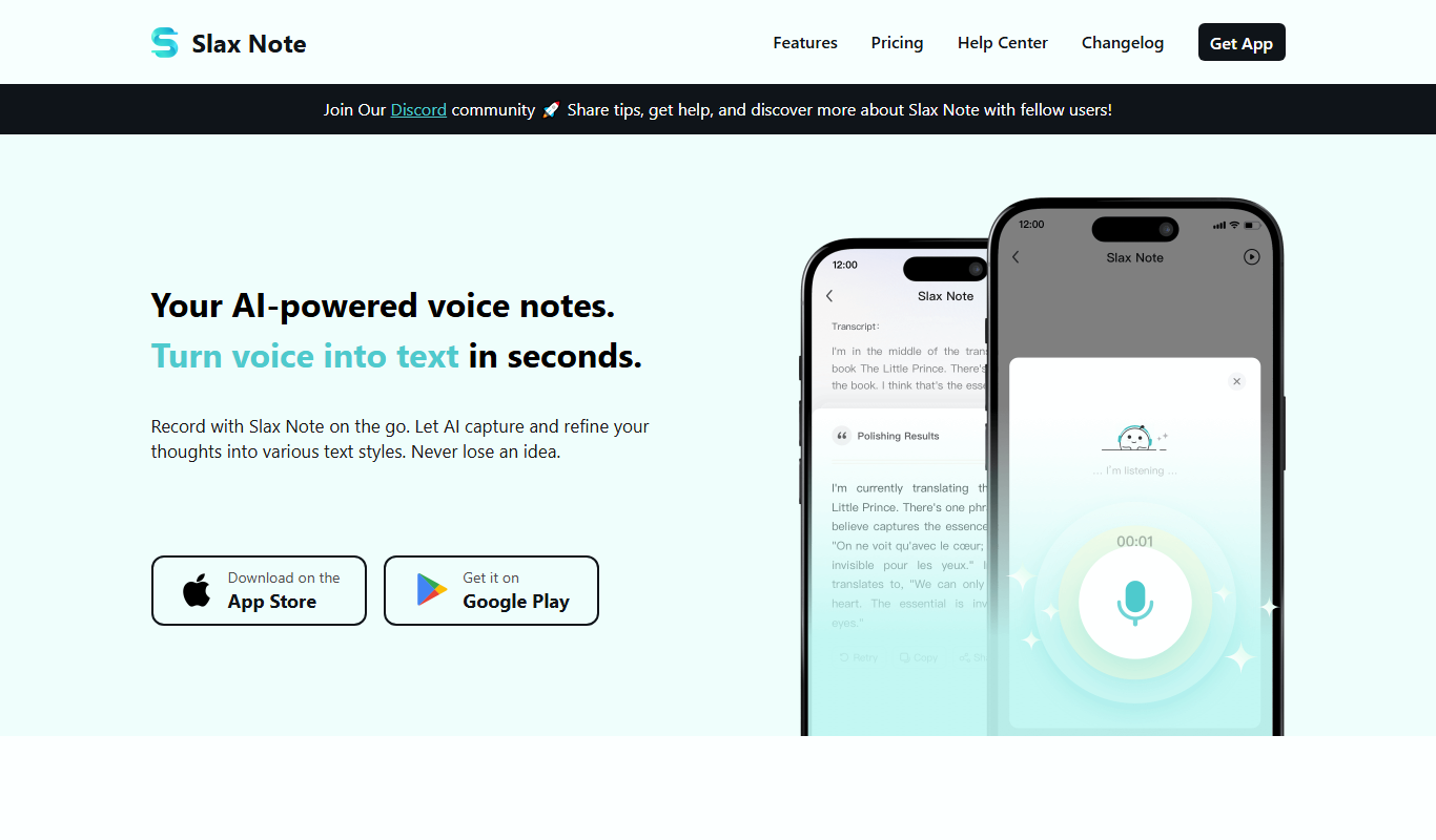 Screenshot of the SlaxNote interface