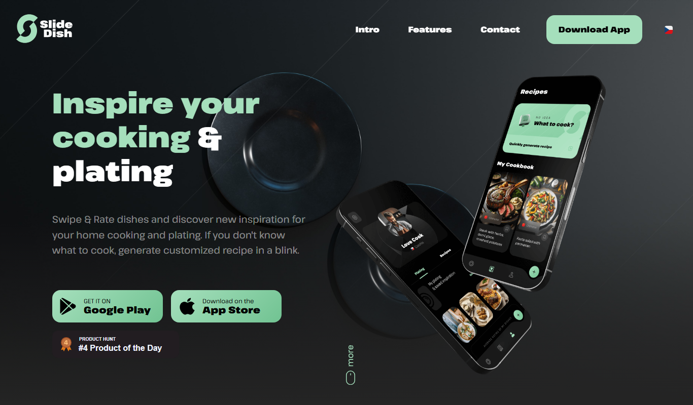 Screenshot of the Slide Dish: cooking & plating interface
