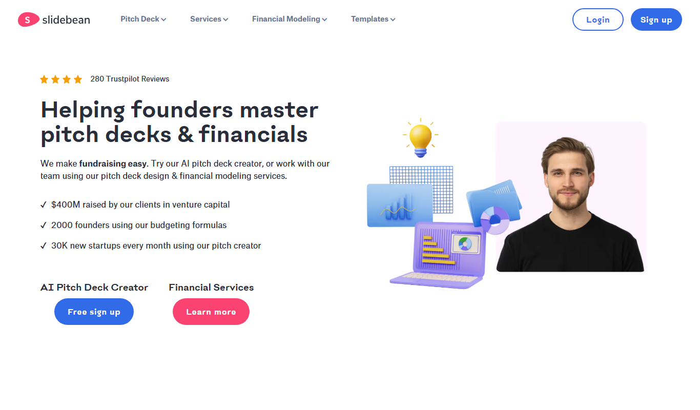 Screenshot of the Slidebean Founder Platform interface