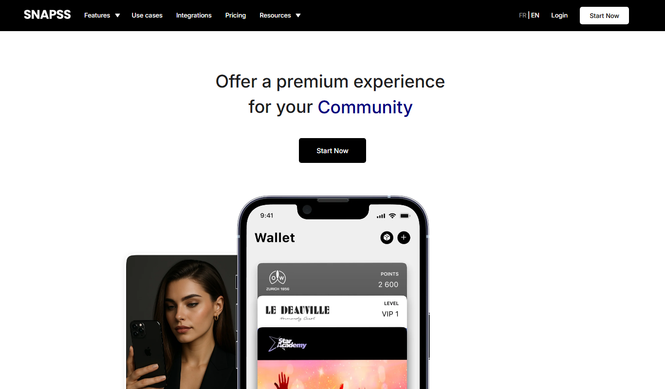 Screenshot of the Snapss interface