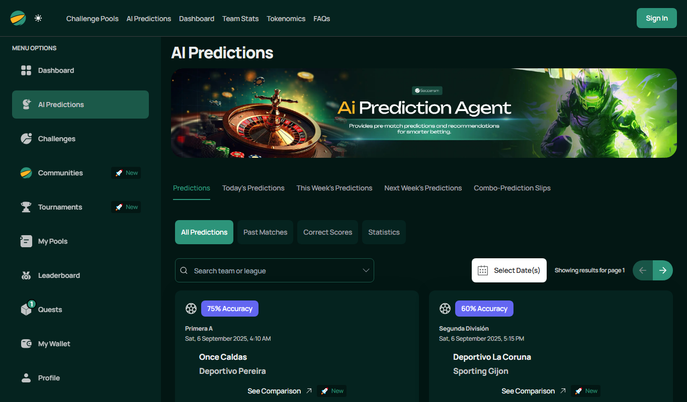 Soccersm Analytics AI app screenshot