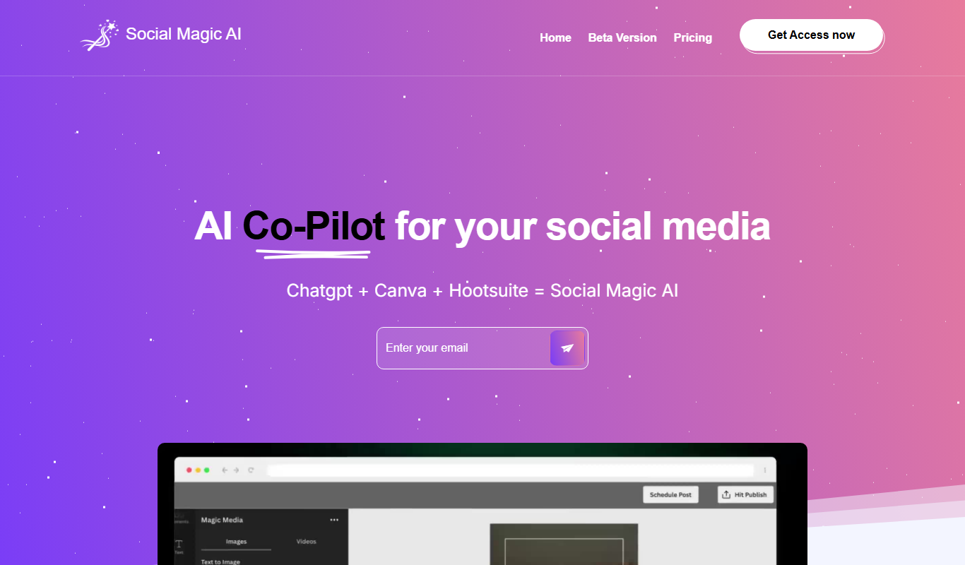Social Magic AI app screenshot