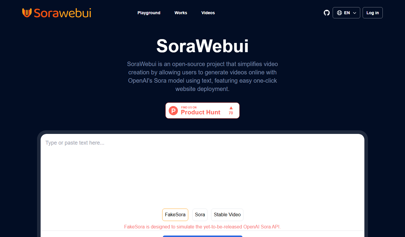 SoraWebui app screenshot