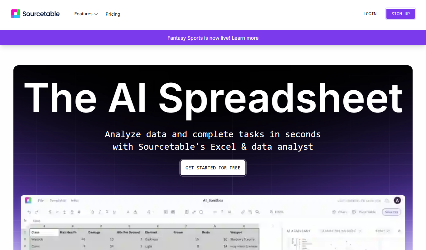 Sourcetable — AI spreadsheet & data analyst app screenshot