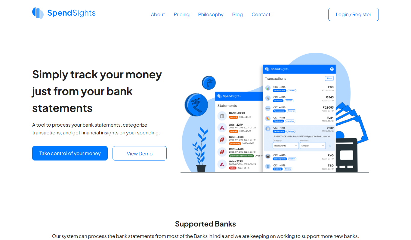 Screenshot of the SpendSights interface