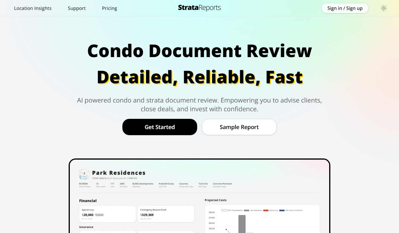 StrataReports app screenshot