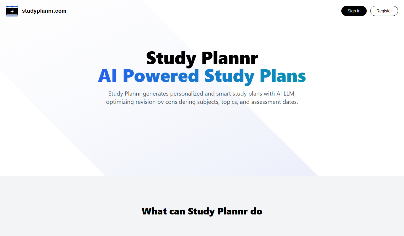Study Plannr app screenshot