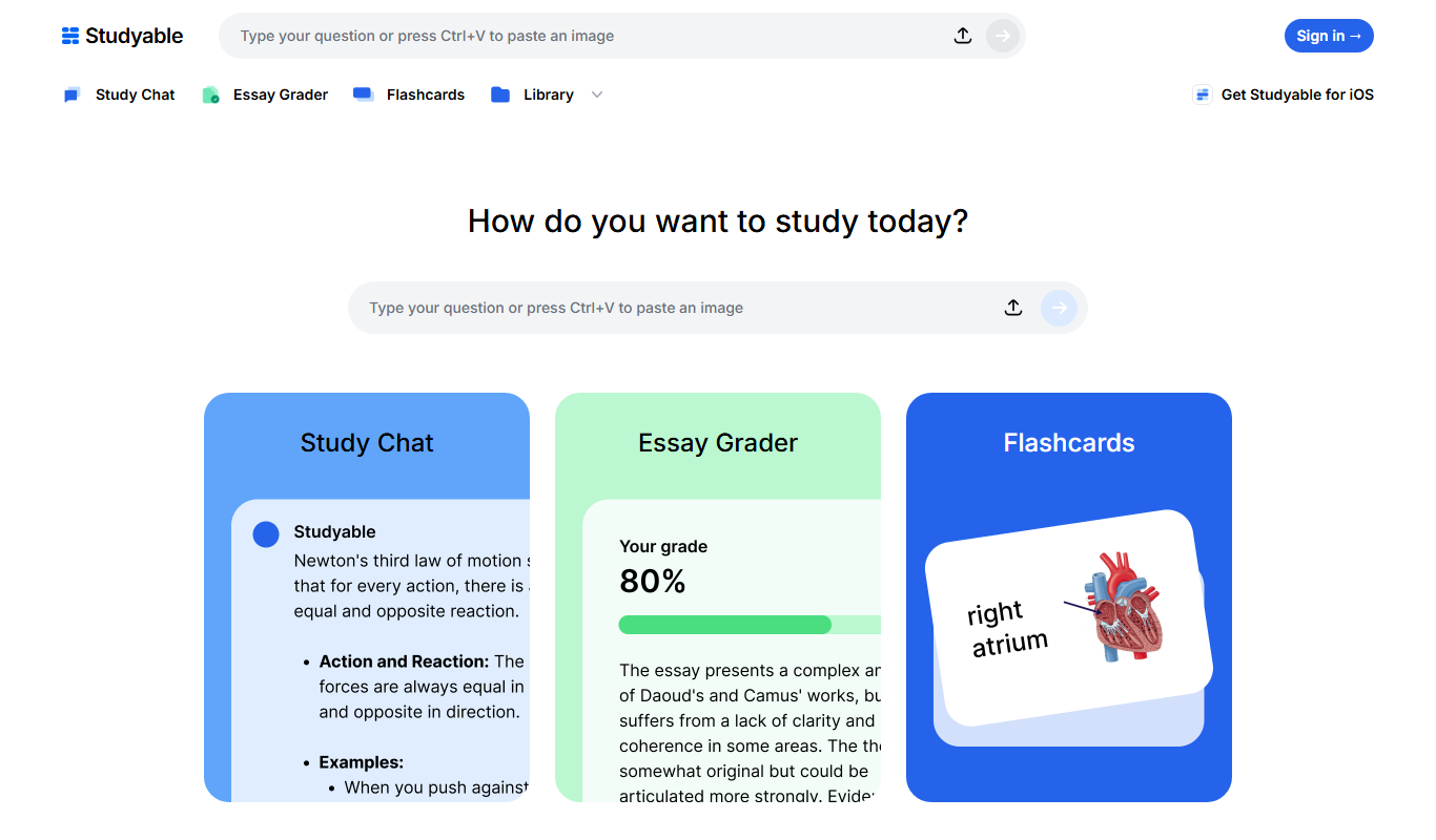 Studyable – AI Learning Tools & Flash Cards app screenshot