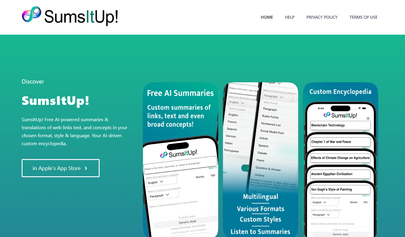 SumsItUp! app screenshot