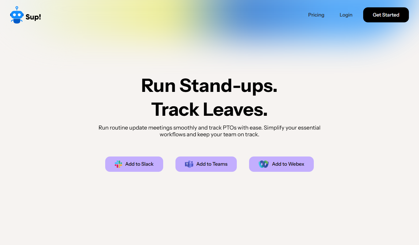 Sup! Standup Bot app screenshot