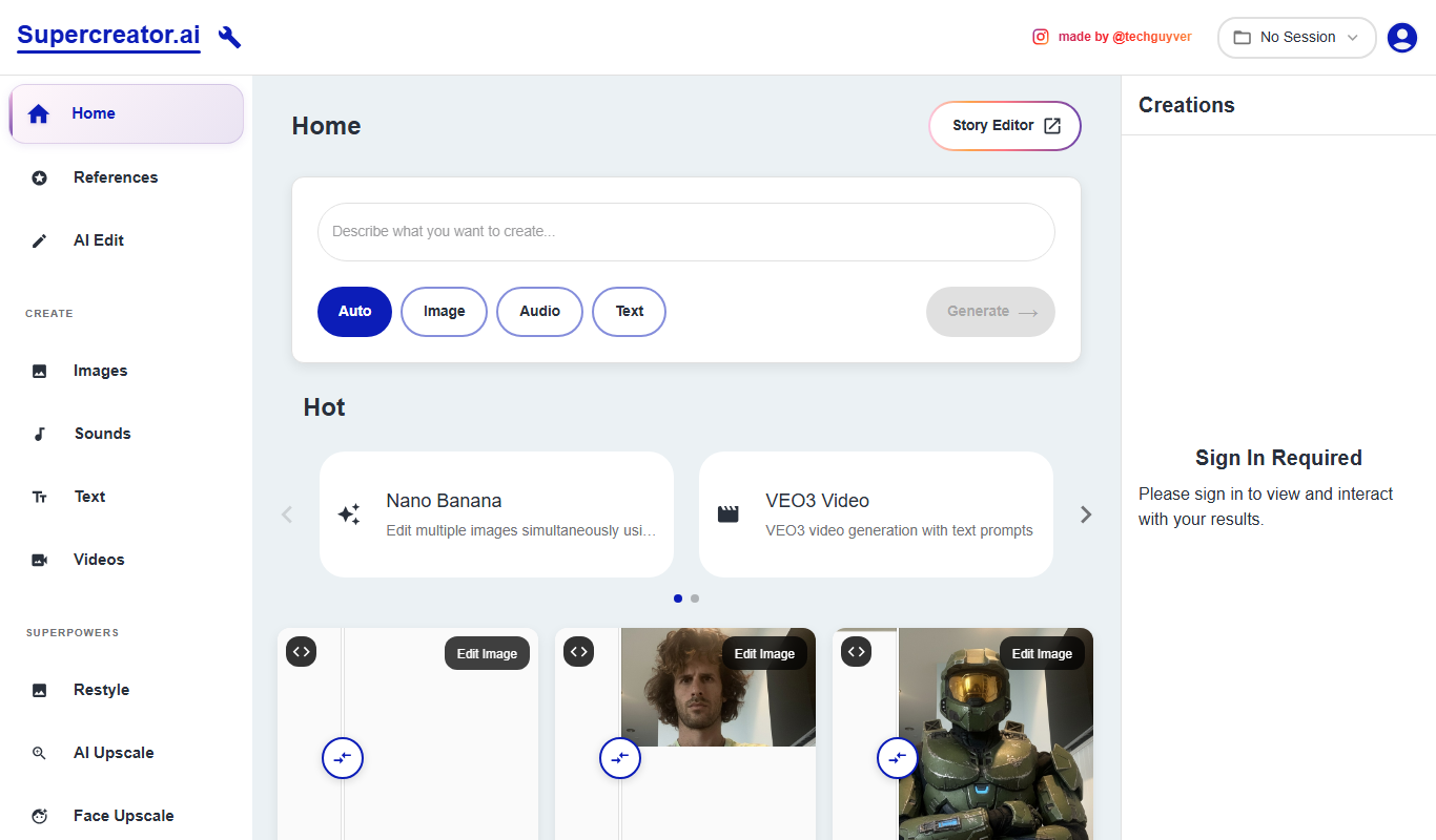 Supercreator app screenshot