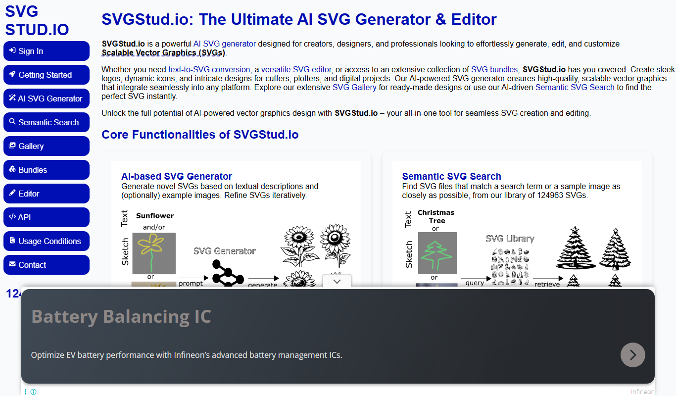 Screenshot of the SVGStud.io interface
