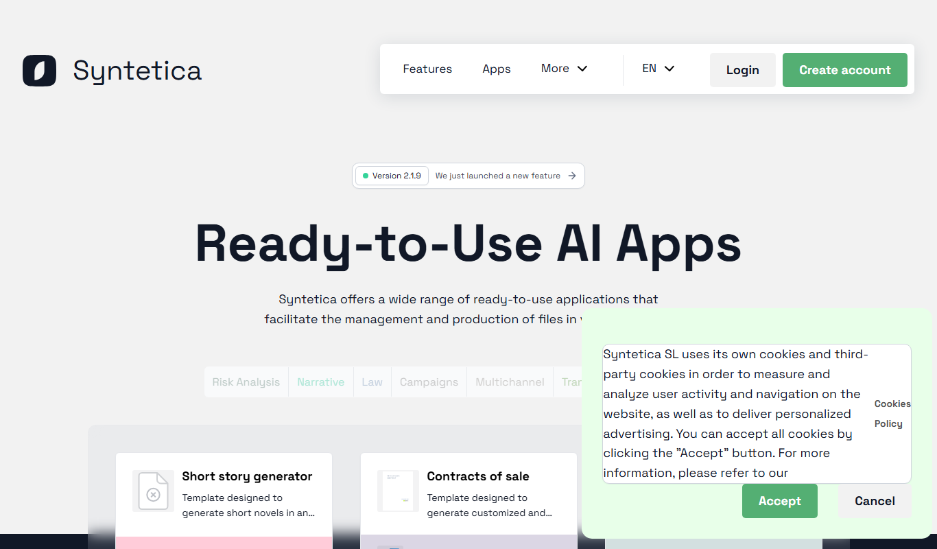 Syntetica.ai app screenshot