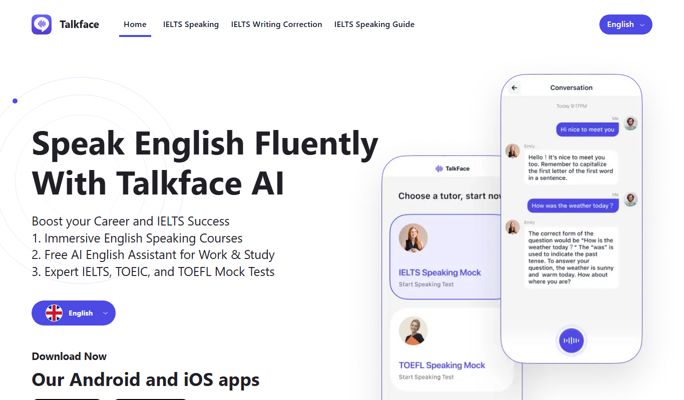 Talkface.AI app screenshot