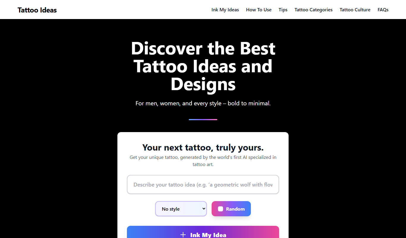 Tattoo ideas app screenshot