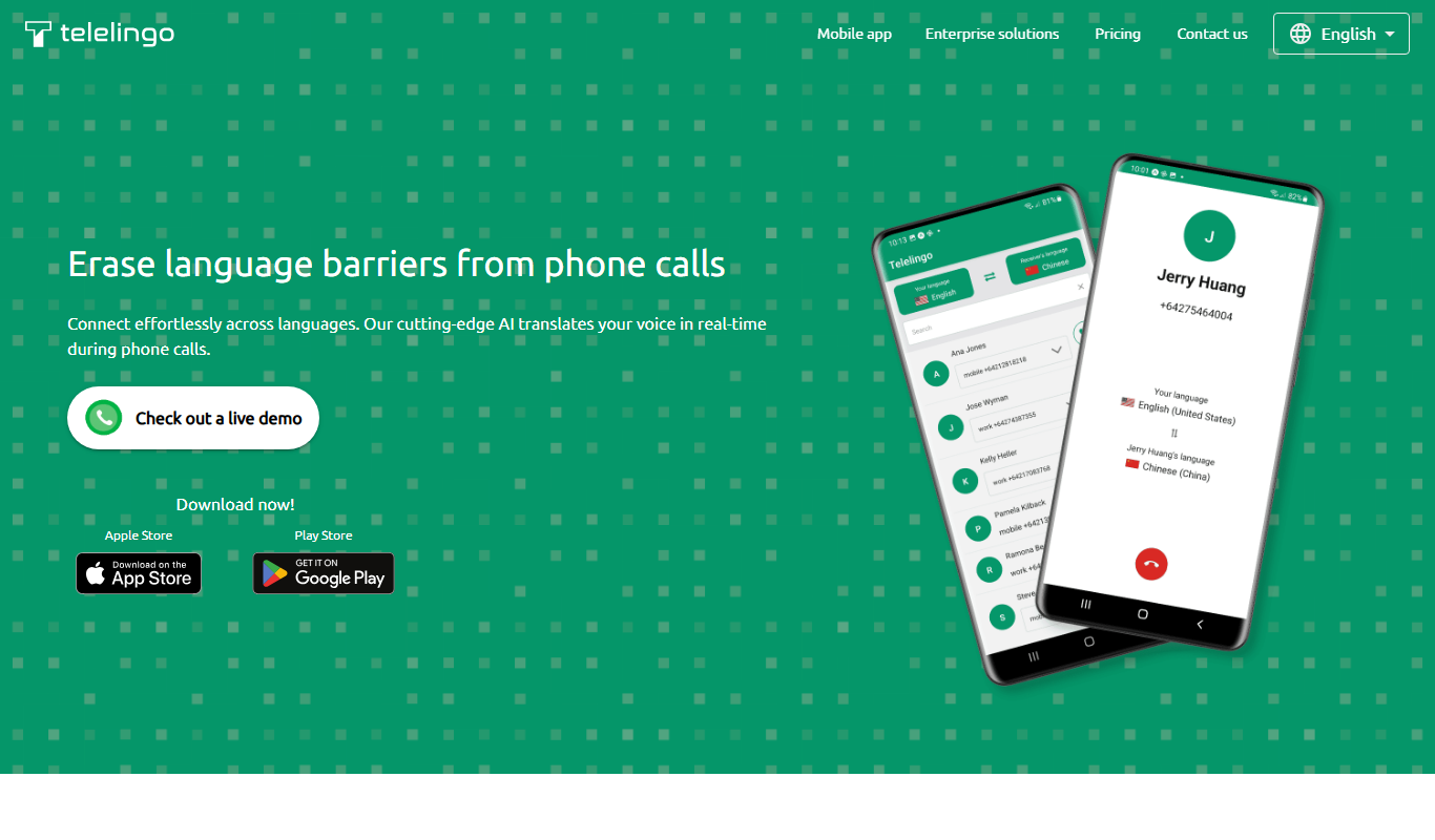Screenshot of the Telelingo interface