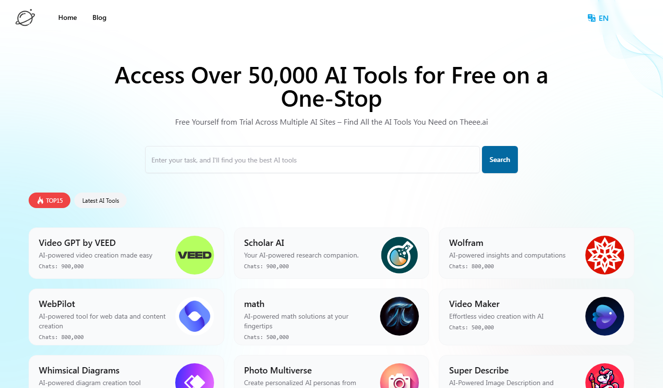 Theee.ai: Access Over 50,000 GPTs Tools Powered by GPT4o for Free app screenshot