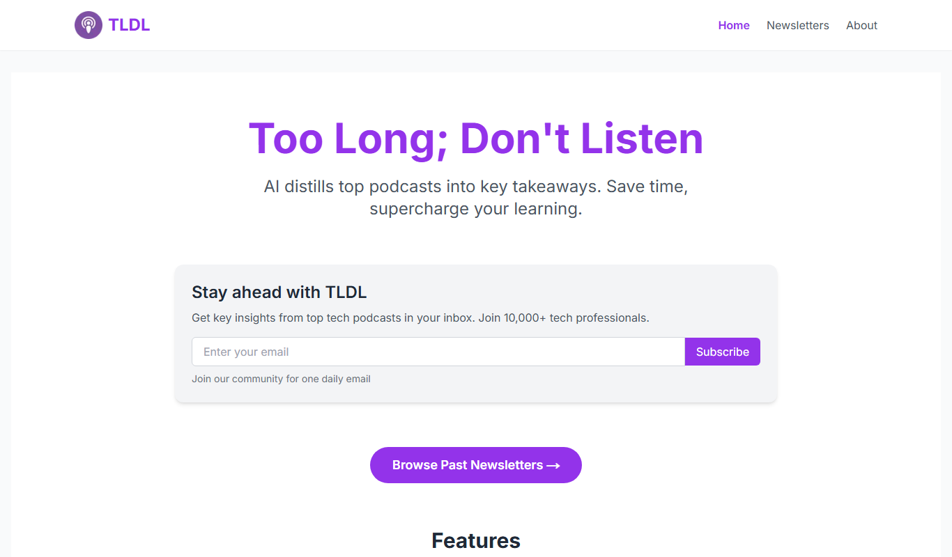 TLDL app screenshot