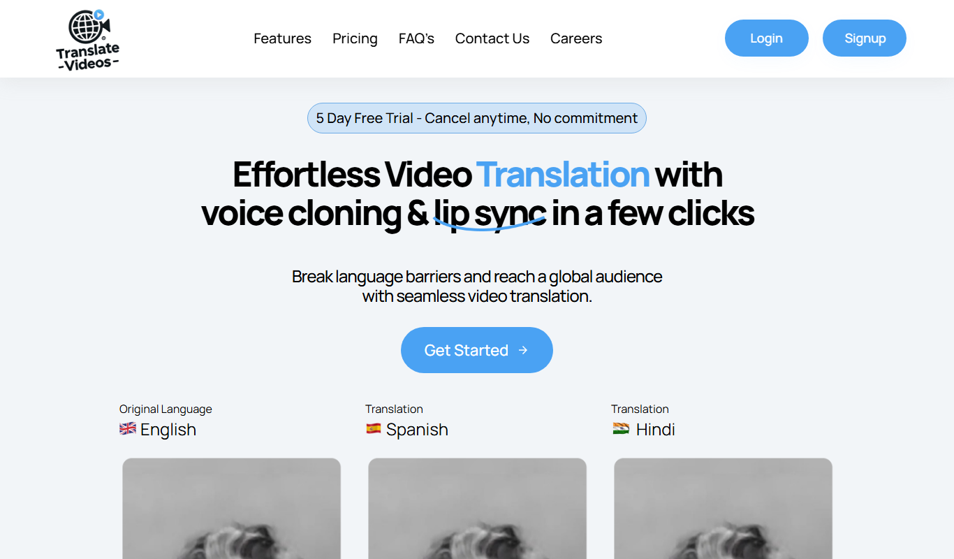 TranslateVideos.io app screenshot