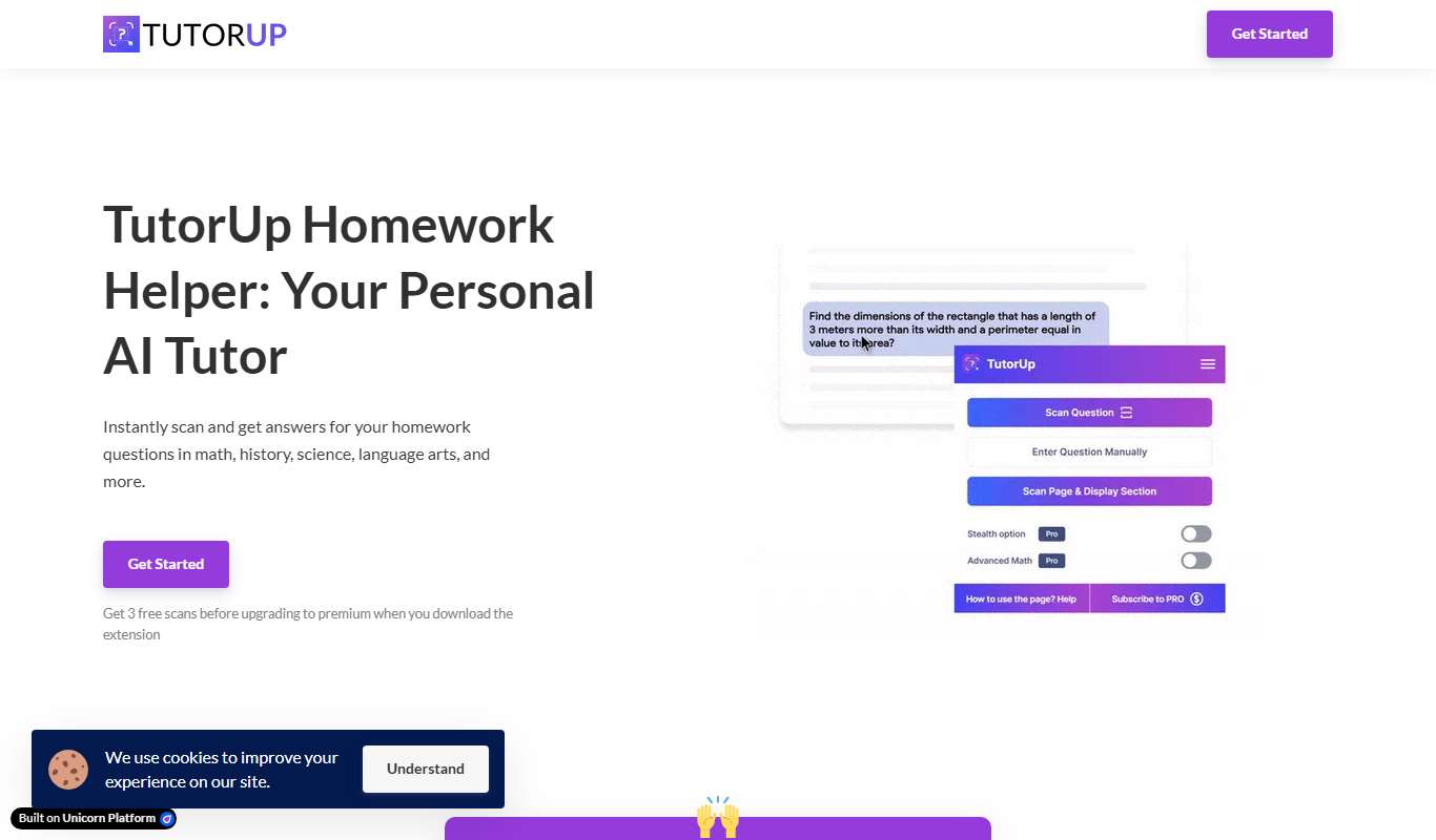 Screenshot of the AI Homework Helper interface