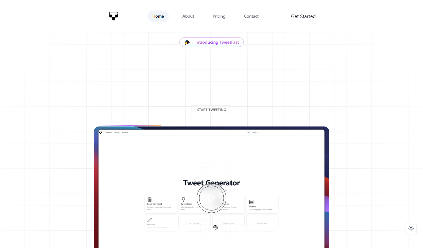 Screenshot of the Tweet Fast interface