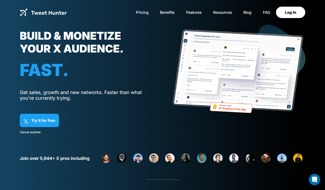 Screenshot of the Tweet Hunter interface