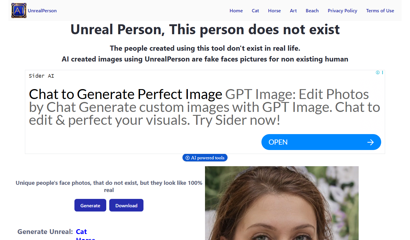 UnrealPerson app screenshot