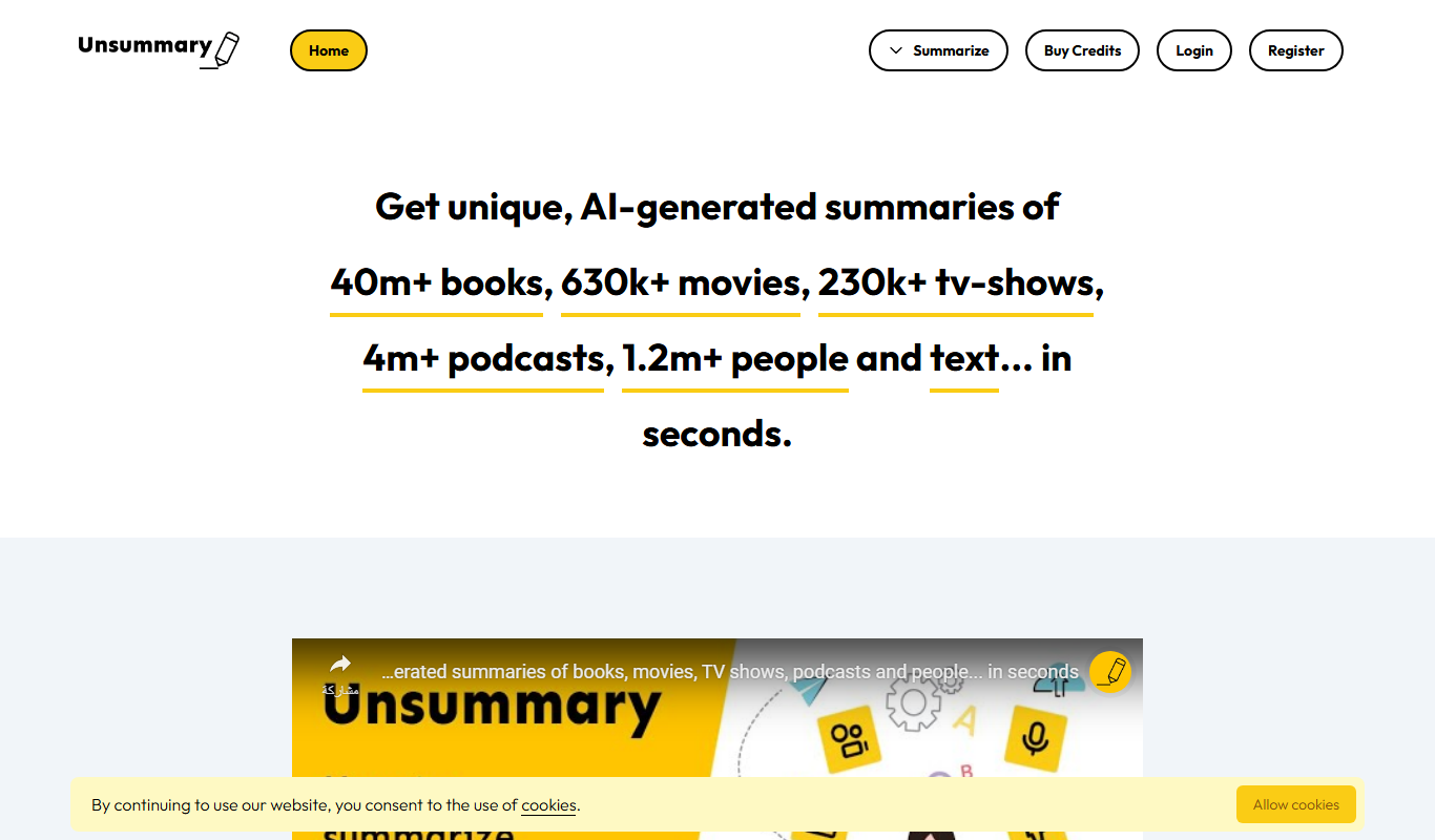 Unsummary app screenshot