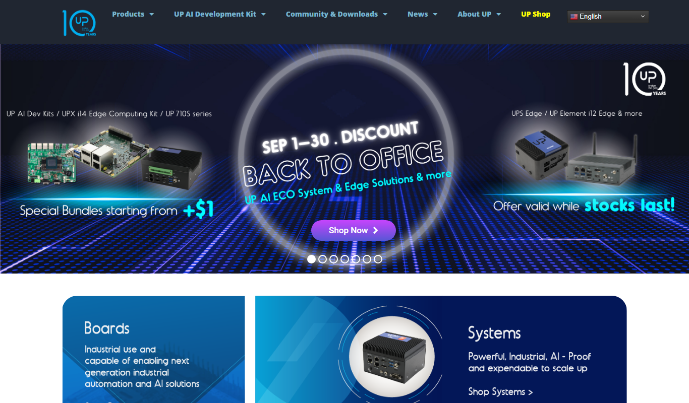 Screenshot of the up-board.org interface