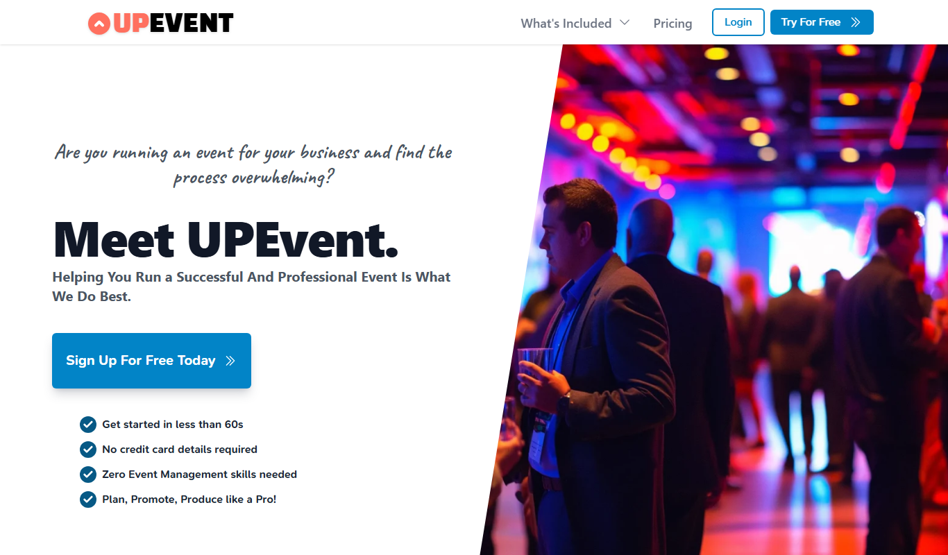 Screenshot of the UPEvent interface