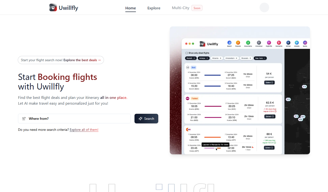 Uwillfly app screenshot