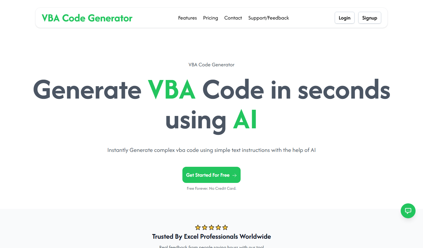 Screenshot of VBA Code Generator interface