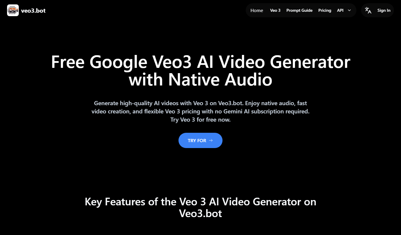 Veo3.bot: Free Access to Google Veo 3 AI Video Generation with Native Audio app screenshot