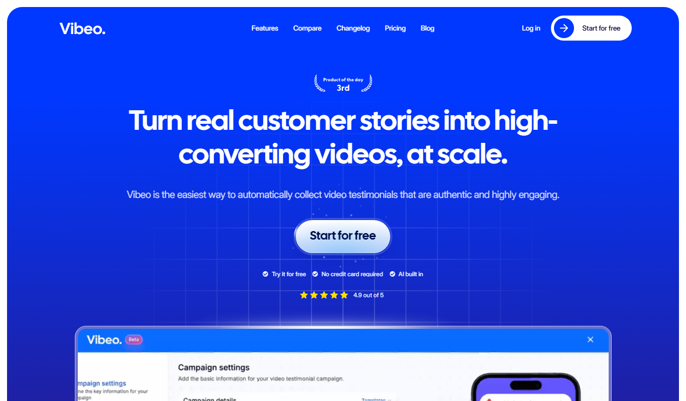 Screenshot of Vibeo AI video generator interface