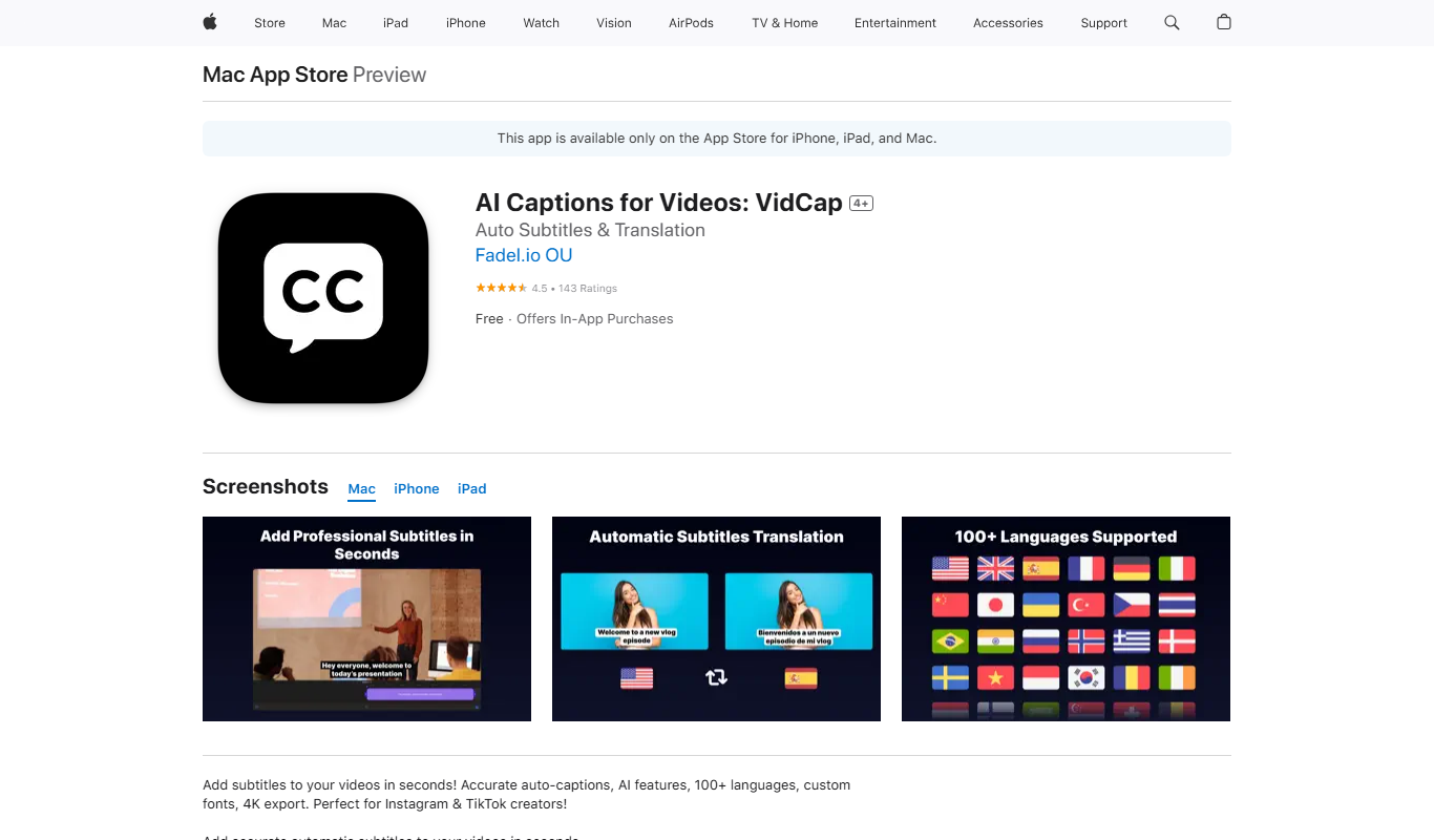 VidCap app screenshot