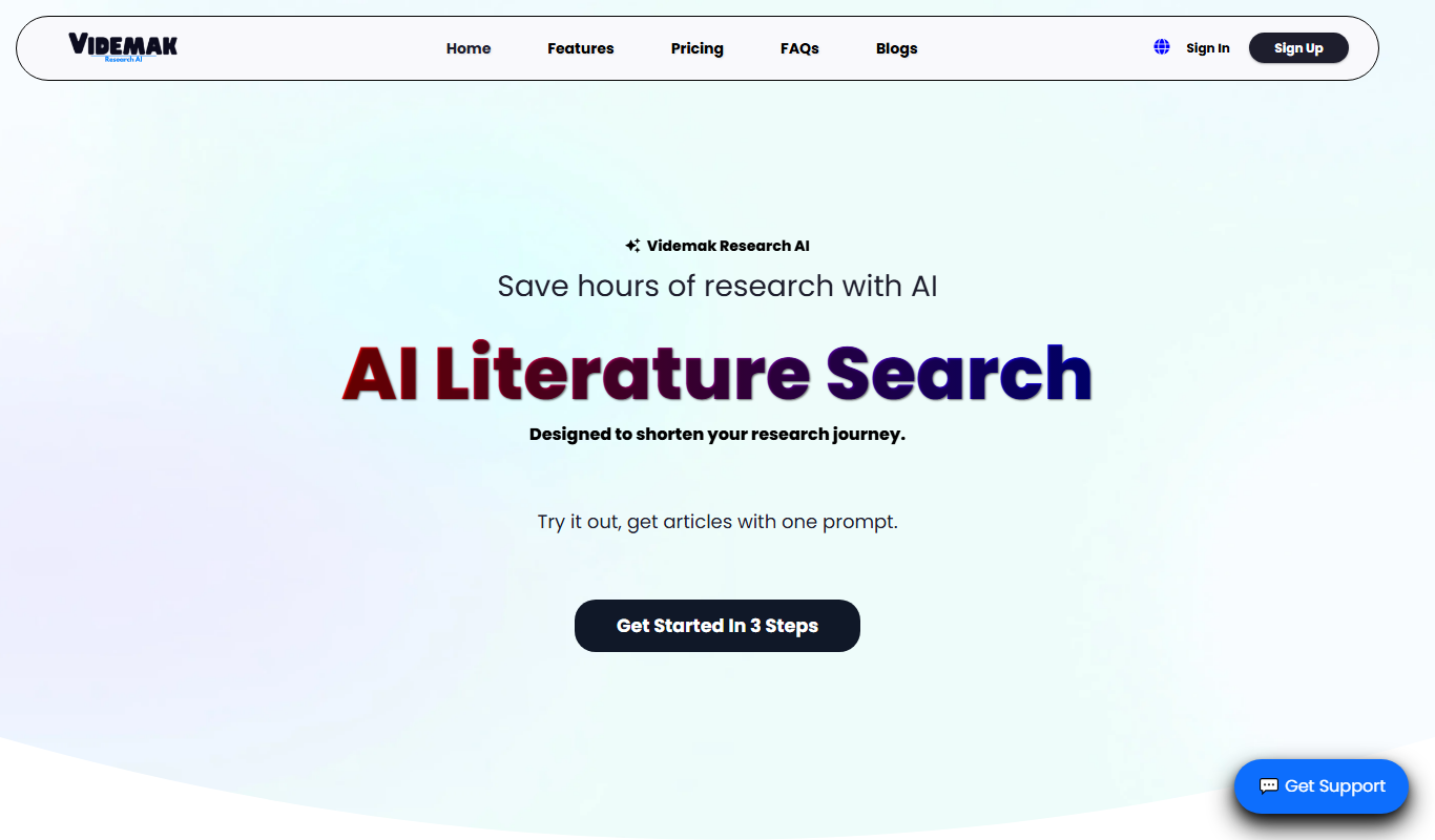 Videmak Research AI app screenshot