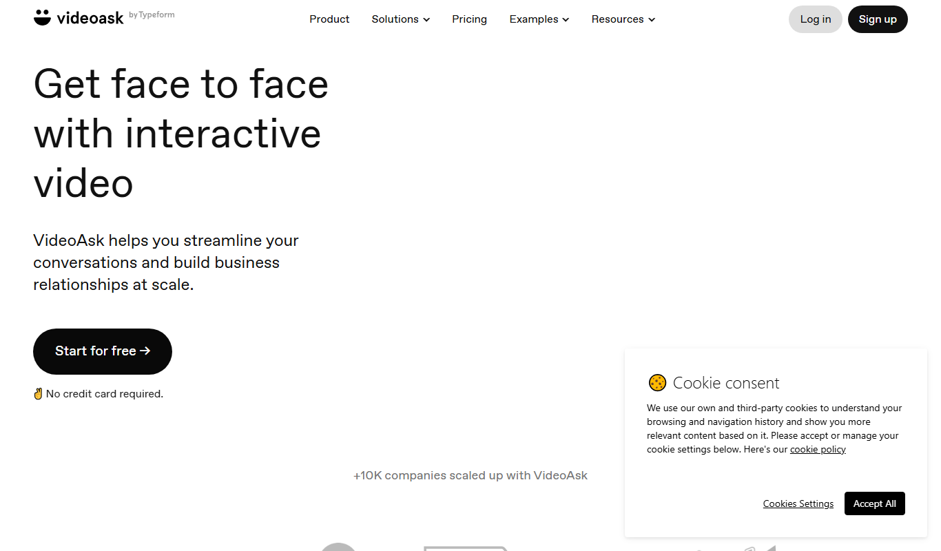 Screenshot of the VideoAsk by Typeform Official | Interactive Video Platform interface