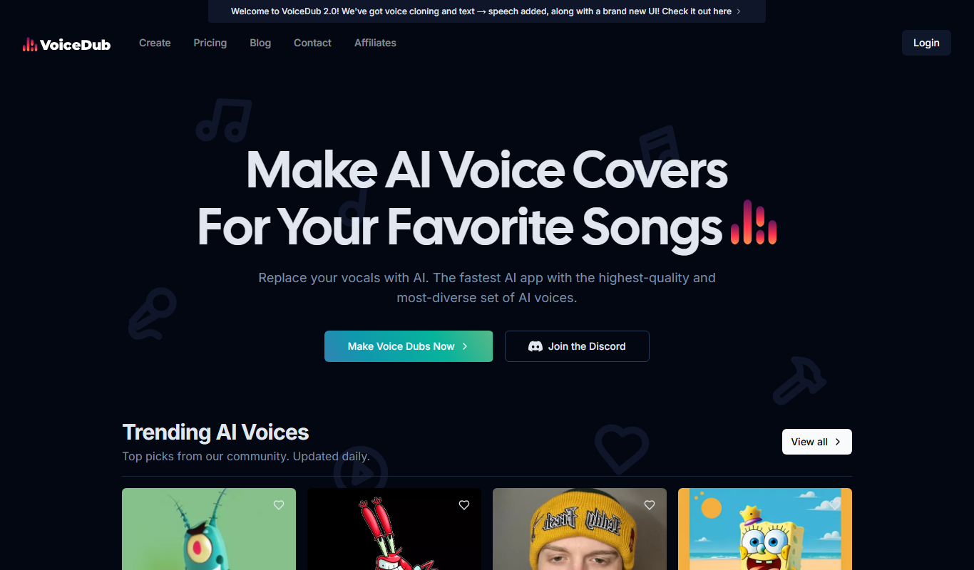 Screenshot of the VoiceDub interface