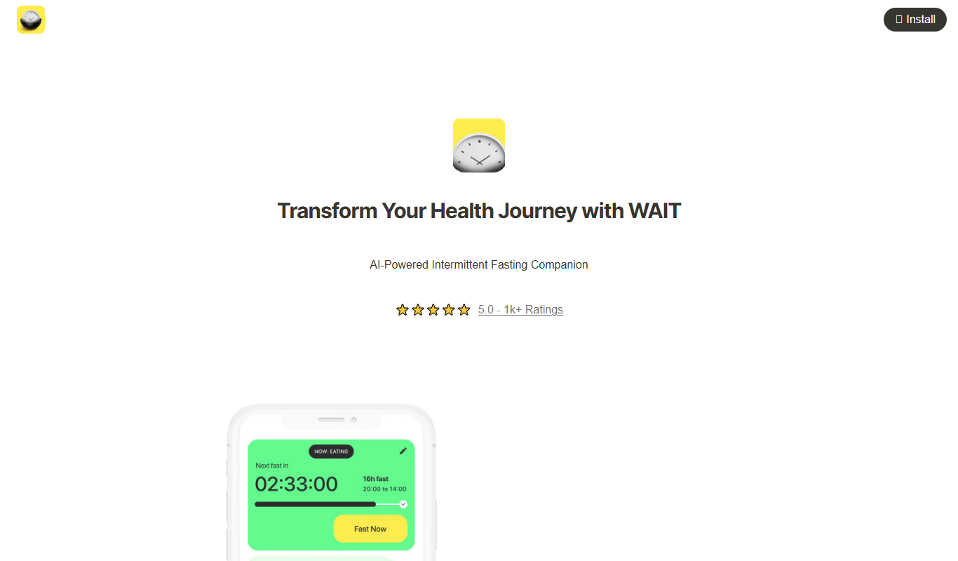 Screenshot of the WAIT – AI-Powered Intermittent Fasting interface