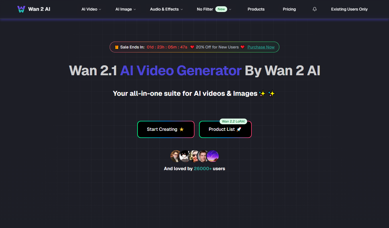Wan 2.2 AI Video Generator app screenshot